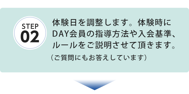 step02 DAY会員の指導⽅法やルールをご説明させて頂きます。